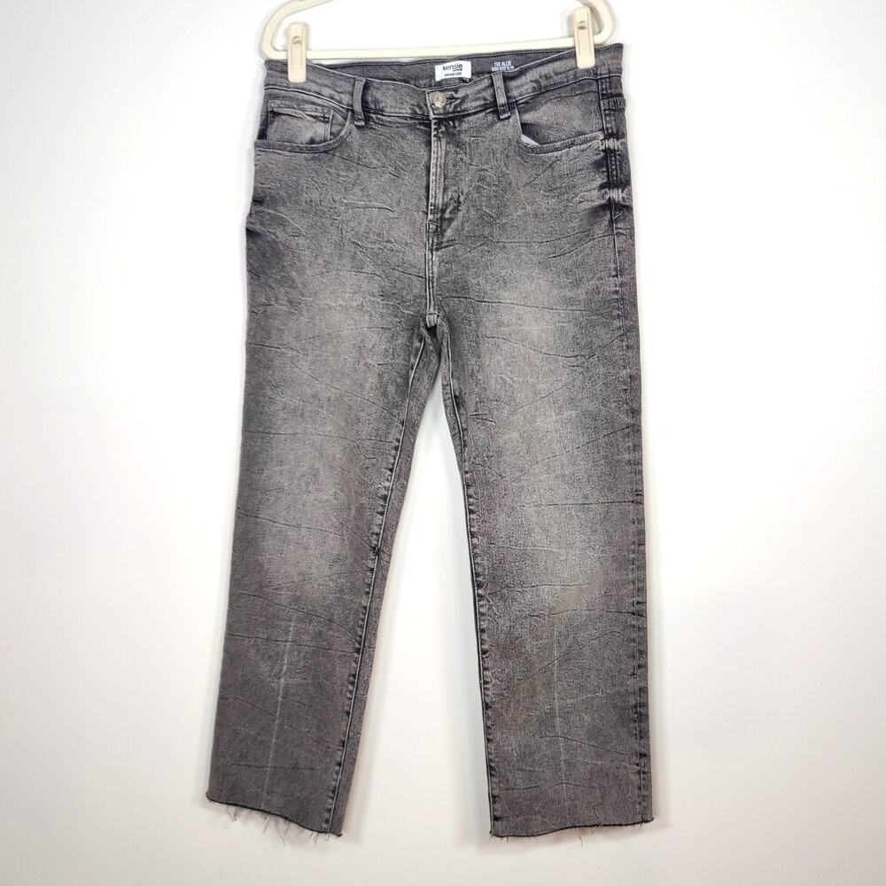 Kensie Allie‎ High Rise Slim Straight Jeans Gray Acid Wash 14/32